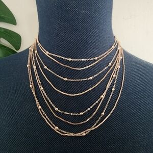 Gold Chain Multistrand Choker Necklace